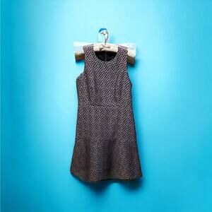 J Crew Dress Womens 12 Blue‎ Gray Red Oval All Over Print Fit & Flare Sleeveless